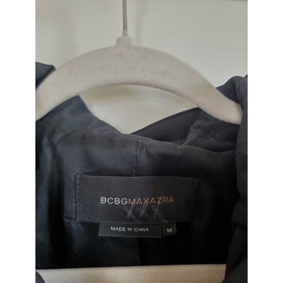 BCBGMAXAZRIA Long Black Quilted Midweight Minimalist Coat Jacket, Women's Medium - Picture 2 of 14